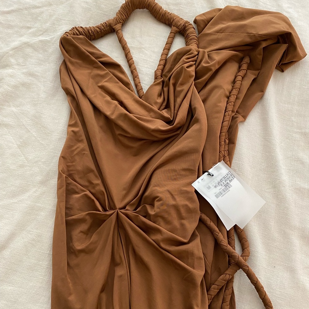 Zara SS21 Toffee limited edition ruched dress.